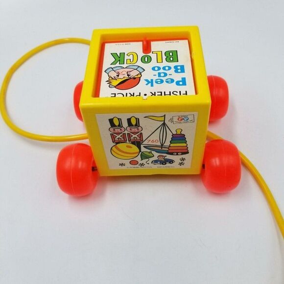 Vintage Fisher Price Peek-a-Boo Block in box 1970-1979 FP Pull Toy - Picture 4 of 7